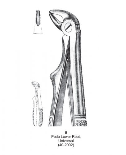 Dental Pedodontic Extraction Forceps European Type B Pedo Lower Root, Universal image 0