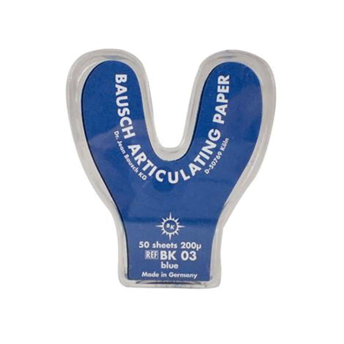 Bausch .008" (200 microns) BLUE Horseshoe shaped Articulating Paper, 50/Box image 0