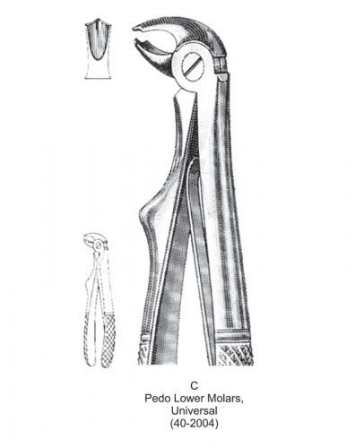 Dental Pedodontic Extraction Forceps European Type C Pedo Lower Molars, Universal image 0