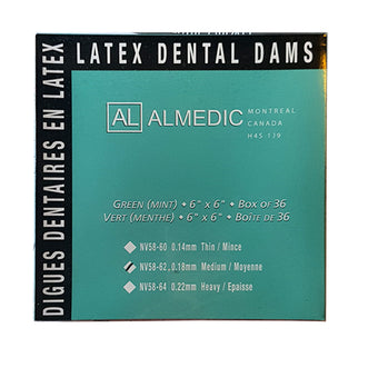 Rubber Dam Almedic, Latex Green (Mint), 6x6 Medium, 36/box image 0