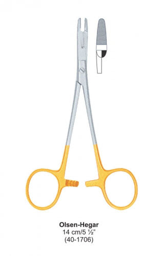 Dental Needle Holder with TC Tip Olsen-Hegar 14 cm image 0