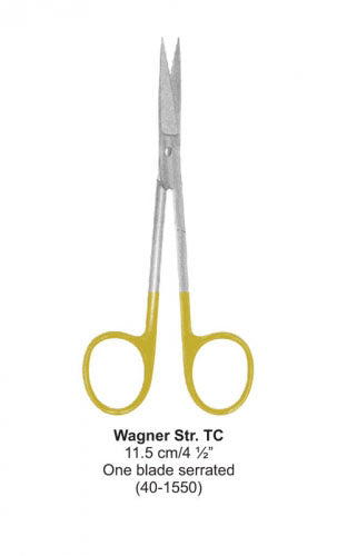 Dental Scissor with TC Tip Wagner Str One Blade Serrated 11.5 cm image 0