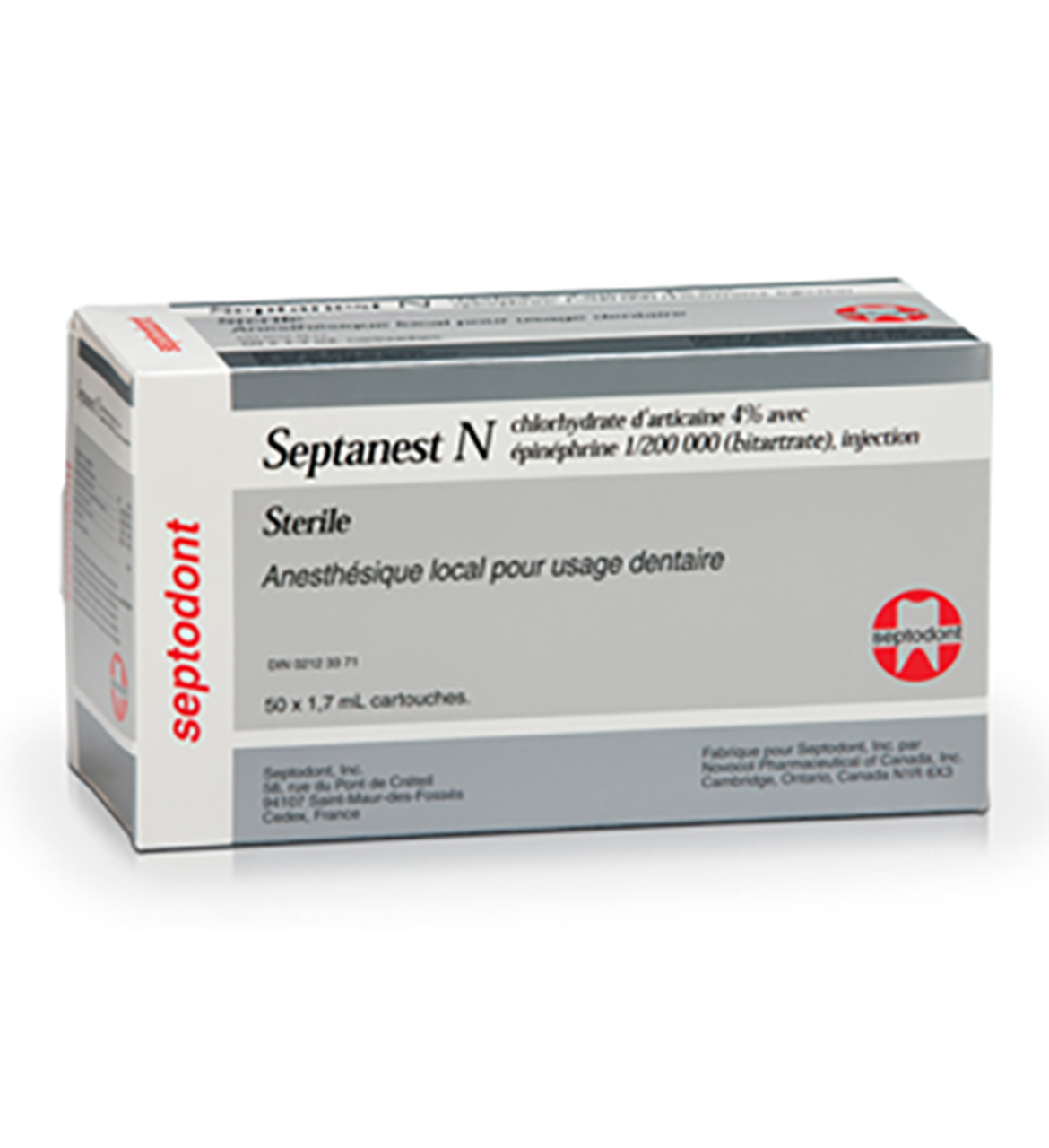 Septanest N 1:200,000 Epi 4% 50/Pk image 0