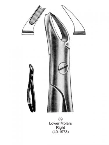 Dental Tooth Extraction Forceps European Type 89 Lower Molars Right image 0