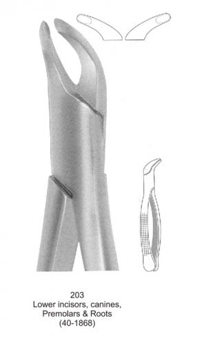 Dental Tooth Extraction Forceps American Type 203 Lower Incisors, Canines, Premolars &amp; Roots image 0