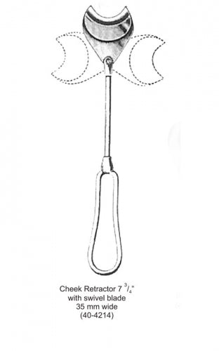Dental Cheek, Lip Retractor Cheek Retractor 7.75â€ with swivel blade 35 mm wide image 0