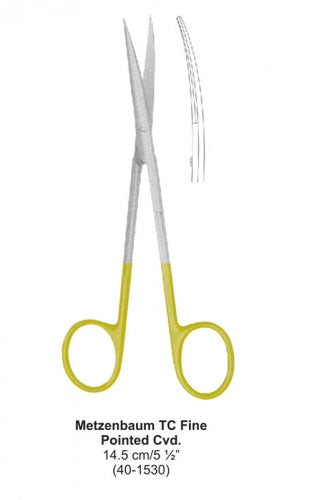 Dental Scissor with TC Tip Metzenbaum Fine Pointed Cvd 14.5 cm image 0