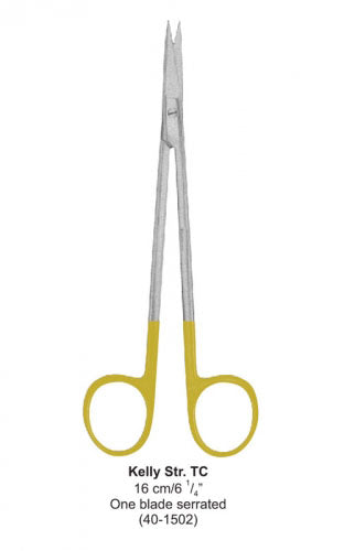 Dental Scissor with TC Tip Kelly Str. TC One Blade Serrated 16 cm image 0