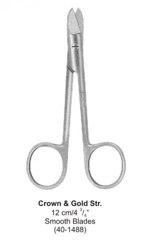 Dental Scissor Crown &amp; Gold Str Smooth Blades 12 cm image 0
