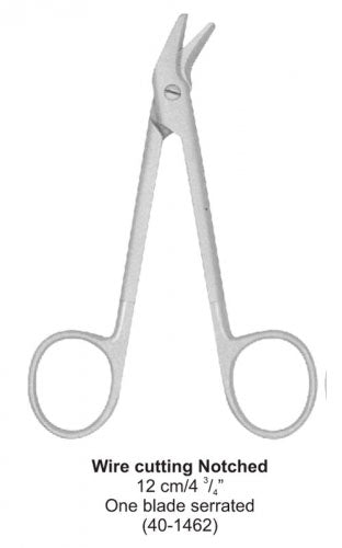 Dental Scissor Wire Cutting Notched One blade serrated 12 cm image 0