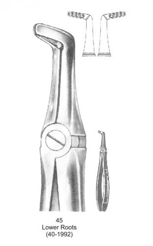Dental Tooth Extraction Forceps European Type 45 Lower Roots image 0