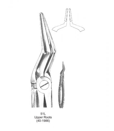 Dental Tooth Extraction Forceps European Type 51L Upper Roots image 0