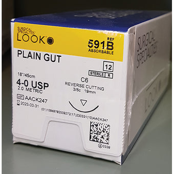 Sutures. Plain Gut. 591B 4-0 18" C-6 3/8 Circle 19mm 12/Pk - Overstock image 0