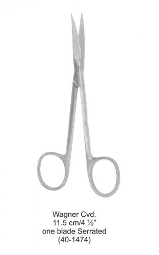 Dental Scissor Wagner Cvd One Blade Serrated 11.5 cm image 0