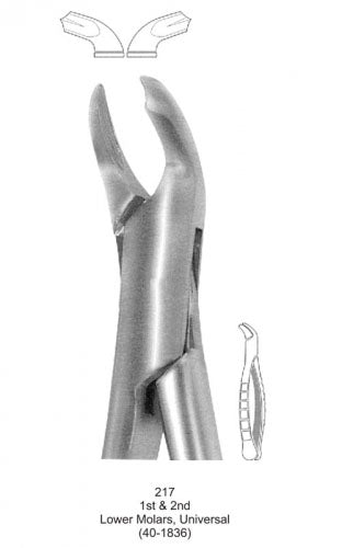 Dental Tooth Extraction Forceps American Type 217 1st &amp; 2nd Lower Molars, Universal image 0