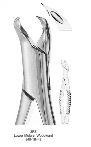 Dental Tooth Extraction Forceps American Type 3FS Lower Molars, Woodward image 0