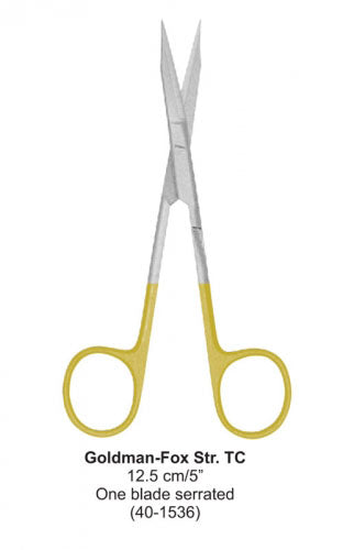 Dental Scissor with TC Tip Goldman-Fox Str One Blade Serrated 12.5 cm image 0