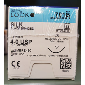 Sutures. Silk Thread. 781B 4-0 18" C-6 3/8 Circle 19mm 12/Pk image 0
