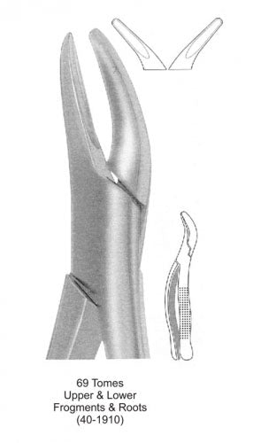 Dental Tooth Extraction Forceps European Type 69 Tomes Upper &amp; Lower Frogments &amp; Roots image 0