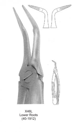 Dental Tooth Extraction Forceps European Type X46L Lower Roots image 0