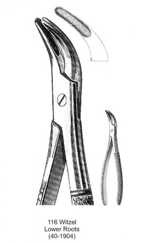 Dental Extraction Forceps Amarican Type 116 Witzel Lower Roots image 0