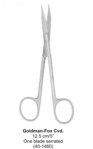 Dental Scissor Goldman-Fox Cvd One blade serrated 12.5 cm image 0