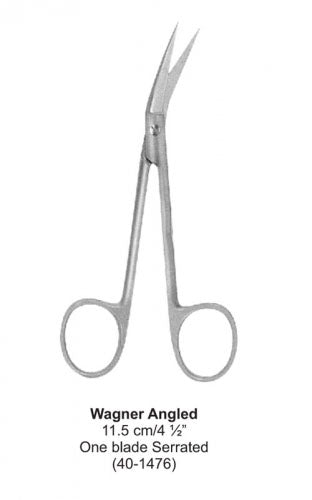 Dental Scissor Wagner Angled One Blade Serrated 11.5 cm image 0