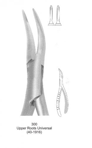 Dental Tooth Extraction Forceps European Type 300 Upper Roots Universal image 0