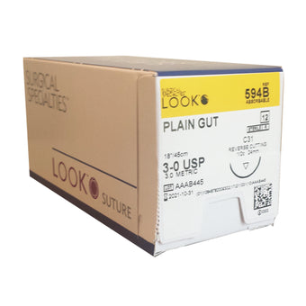 Sutures. Plain Gut. 594B 3-0 18" C-31 1/2 Circle 24mm 12/Pk image 0