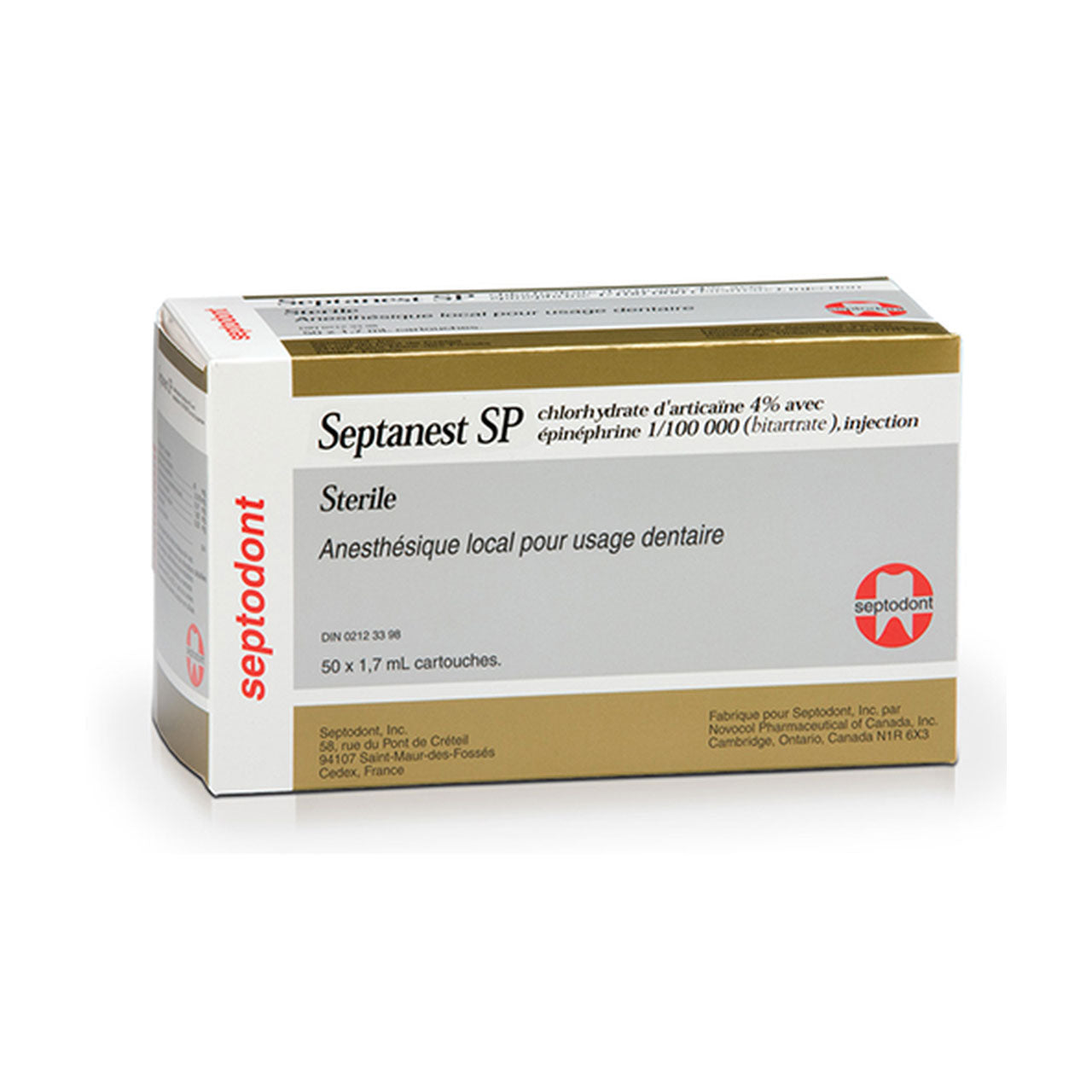 Septanest SP 1:100,000 Epi 4% 50/Pk image 0