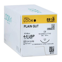 Sutures. Plain Gut. 591B 4-0 18" C-6 3/8 Circle 19mm 12/Pk - Overstock