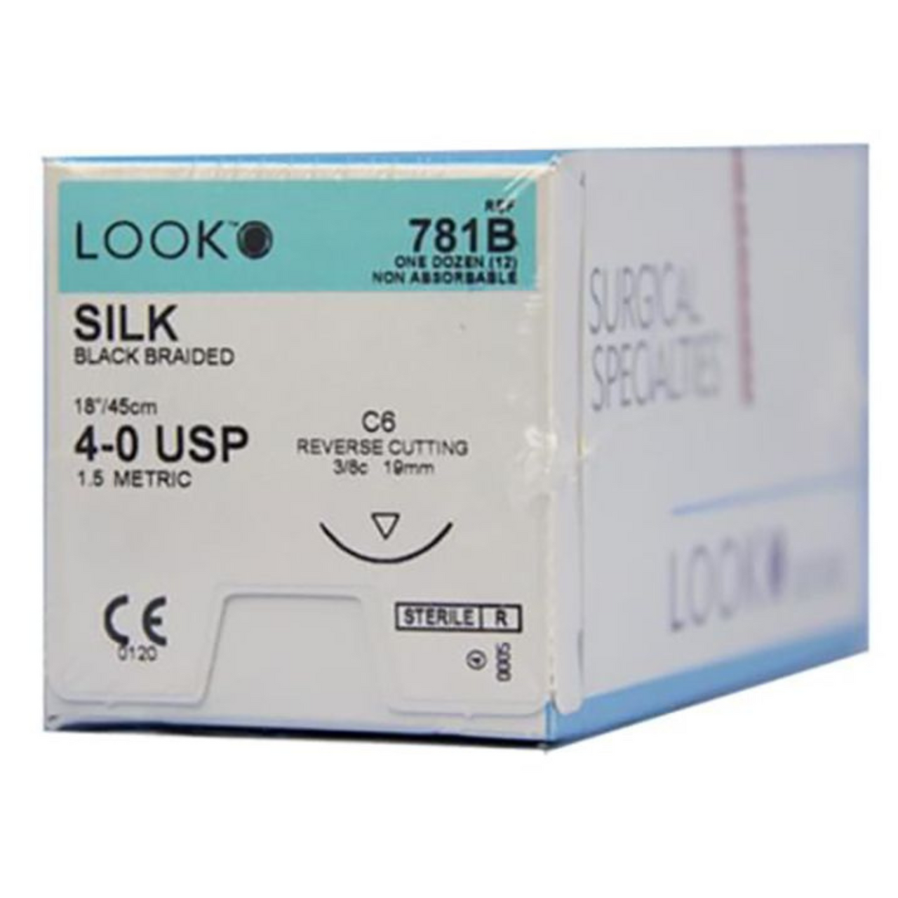 Sutures. Silk Thread. 781B 4-0 18" C-6 3/8 Circle 19mm 12/Pk