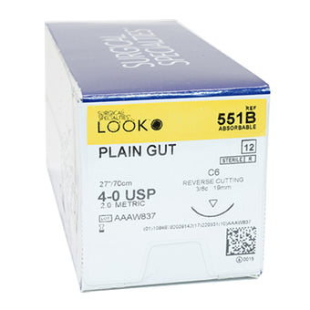 Sutures. Plain Gut. 551B 4-0 27" C-6 3/8 Circle 19mm 12/Pk image 0