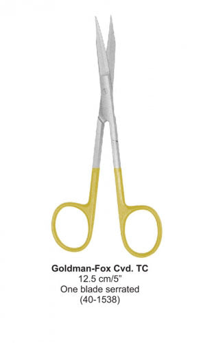 Dental Scissor with TC Tip Goldman-Fox Cvd One Blade Serrated 12.5 cm image 0