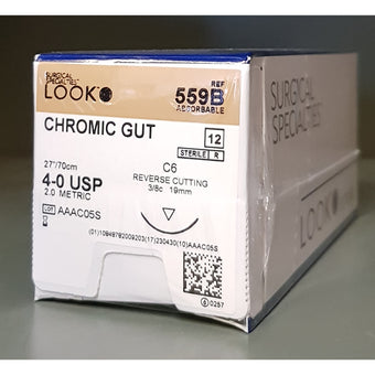 Sutures. Chromic Gut. 559B 4-0 27" C-6 3/8 Circle 19mm 12/Pk image 0