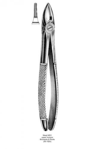 Dental Tooth Extraction Forceps European Type Mead MD1 Upper Incisors Bicuspids &amp; Roots image 0
