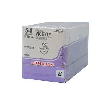 Ethicon Sutures. Vicryl. J493G 5-0 P-3 18" 12/Box image 0