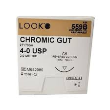 Sutures. Chromic Gut. 559B 4-0 27" C-6 3/8 Circle 19mm 12/Pk
