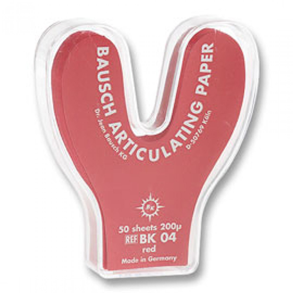 Bausch .008″ (200 microns) RED Horseshoe shaped Articulating Paper, 50/Box